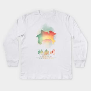 Kanagawa, Japan Watercolor Map Art Kids Long Sleeve T-Shirt